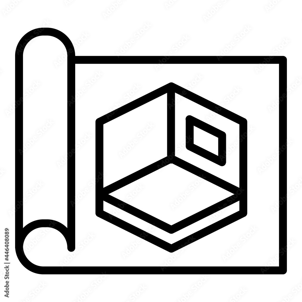 Poster architect room project icon. outline architect room project vector icon for web design isolated on w