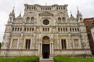 Fototapeta na wymiar Certosa di Pavia, exterior of the historic abbey