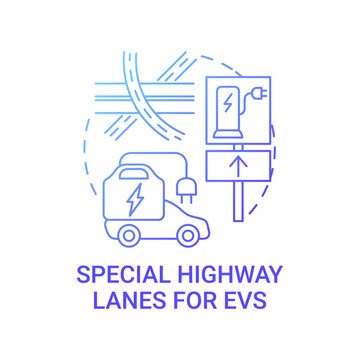 EV special highway lanes concept icon. Eco-friendly car integral part life routes abstract idea thin line illustration. Green useful features and facilities. Vector isolated outline color drawing.