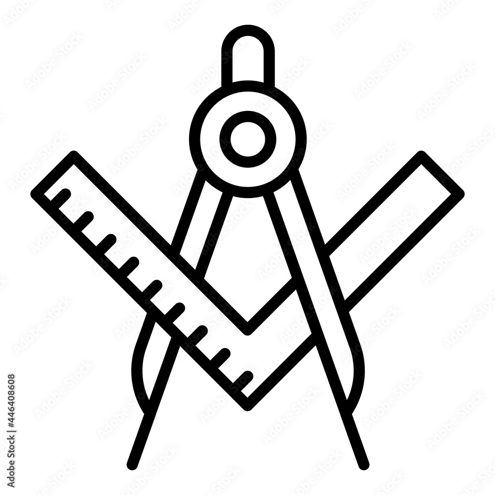 Poster architect compass icon. outline architect compass vector icon for web design isolated on white backg