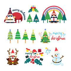 Fototapeta na wymiar Santa Claus Gnomes Concept Christmas design elements, vector set