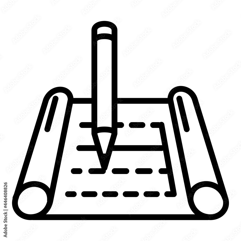 Poster draw architect plan icon. outline draw architect plan vector icon for web design isolated on white b