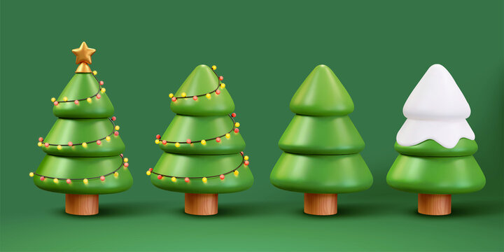 3d Christmas tree set
