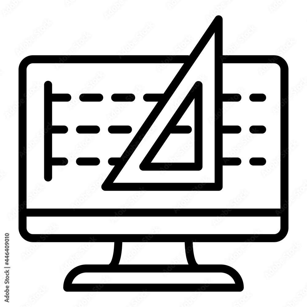 Poster architect computer drawing icon. outline architect computer drawing vector icon for web design isola