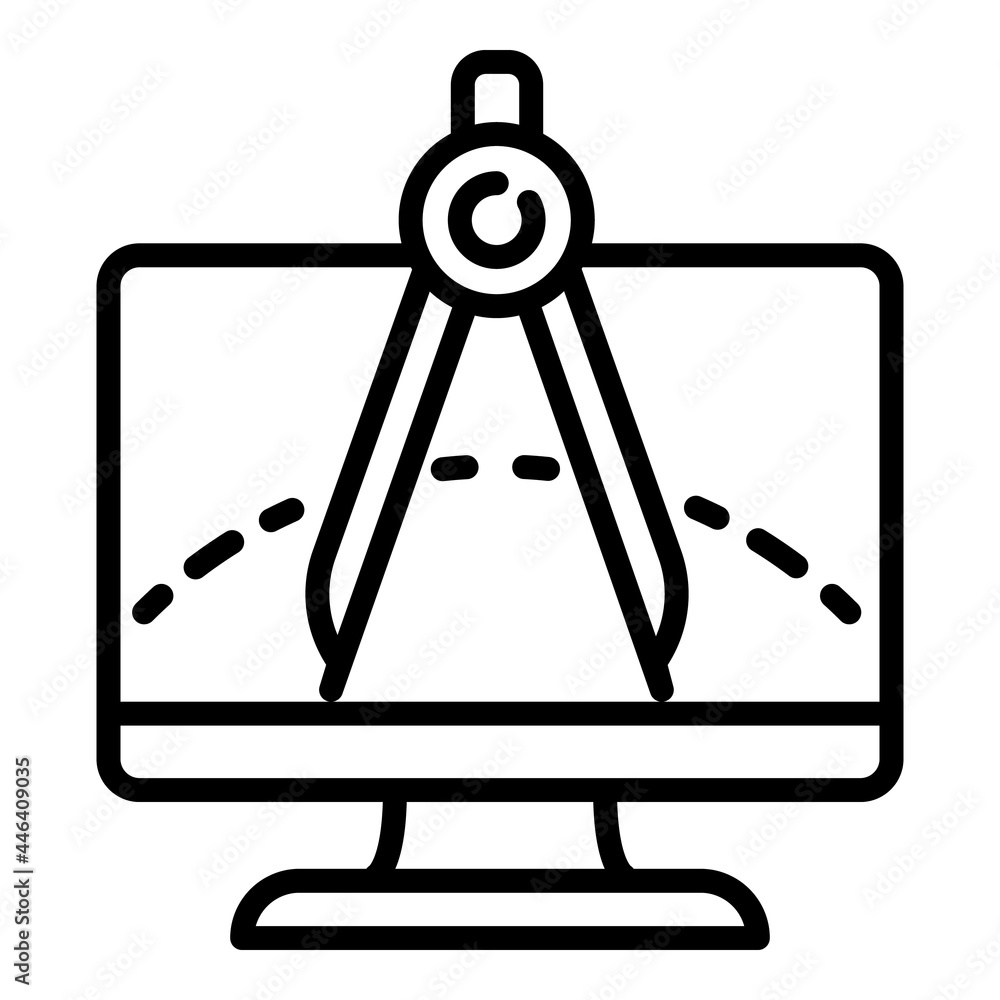 Poster architect computer compass icon. outline architect computer compass vector icon for web design isola