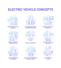 Fototapeta premium EV smart solution round concept icons set. Hybrid opportunities abstract idea thin line color illustrations. Vector isolated outline drawings. Eco-friendly environmental benefits.
