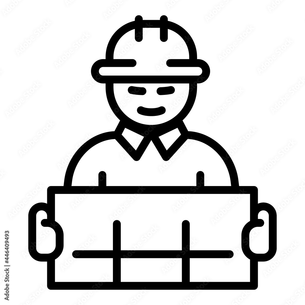 Poster working architect icon. outline working architect vector icon for web design isolated on white backg