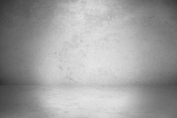Gray vintage cement or concrete wall and floor background. Can be used for display commercial products, room, interior, graphic design or wallpaper. Copy space for text.