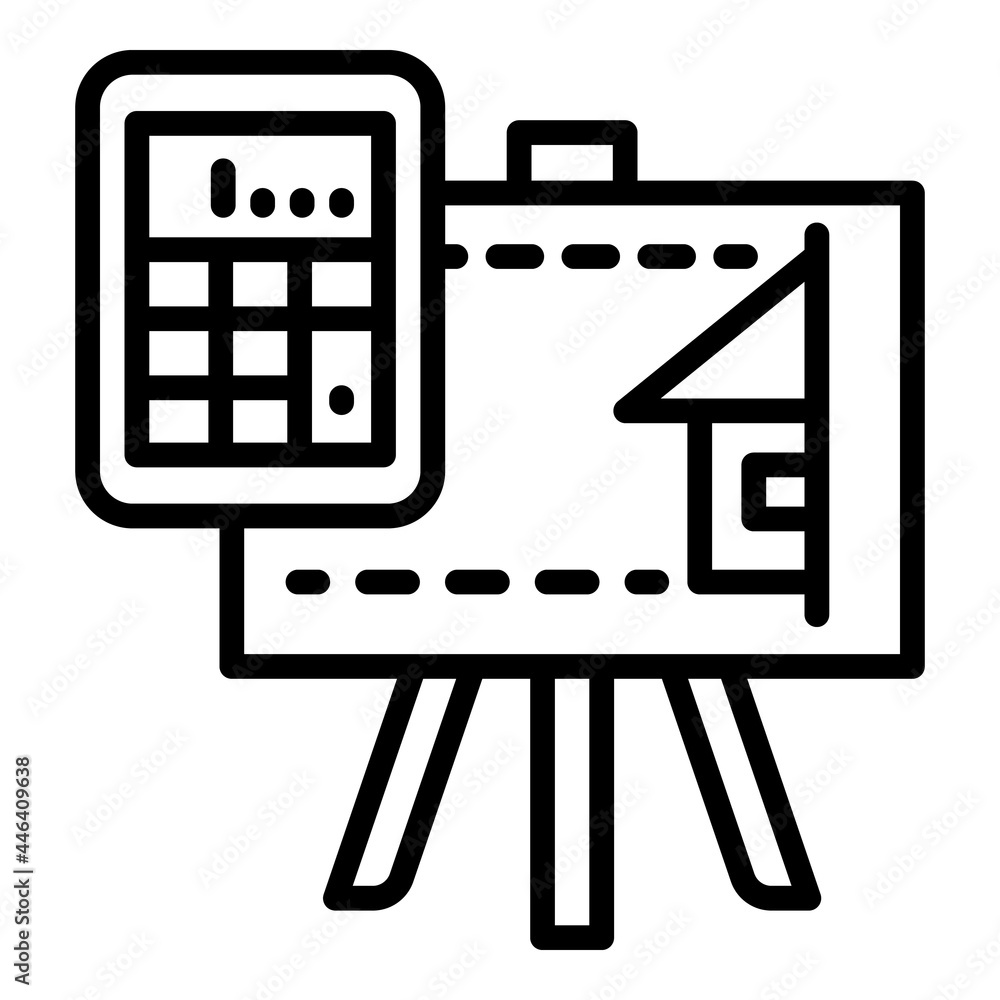Poster architect calculator board icon. outline architect calculator board vector icon for web design isola
