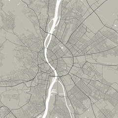 Vector map of Budapest, Hungary. Urban city in Hungary. Street map art poster illustration.