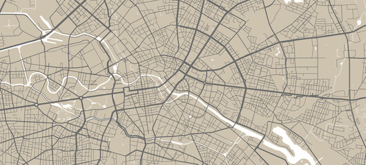 Vector map of Berlin, Germany, State of Germany. Street map art poster illustration.