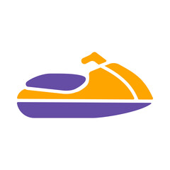 Fast water scooter and boat, luxury boat icon