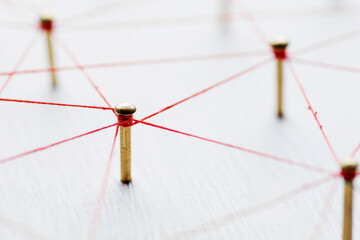 Linking entities. Network, networking, social media, internet communication abstract. A small...