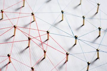 Linking entities. Network, networking, social media, internet communication abstract. A small...