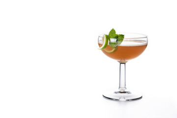 Old Cuban cocktail isolated on white background. Copy space