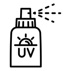 Uv spray bottle icon. Outline uv spray bottle vector icon for web design isolated on white background