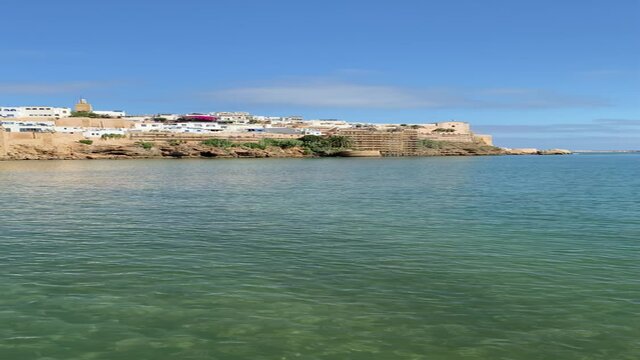 Panoramic scenery of the kasbah of oudayas in the bou regreg river in Rabat,Morocco