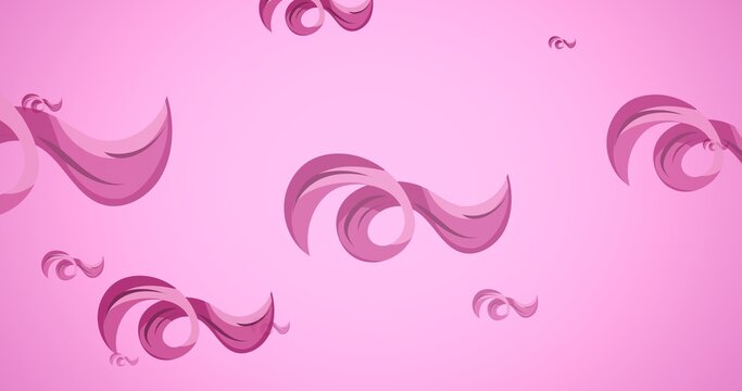 Composition of pink multiple ribbon on pink background