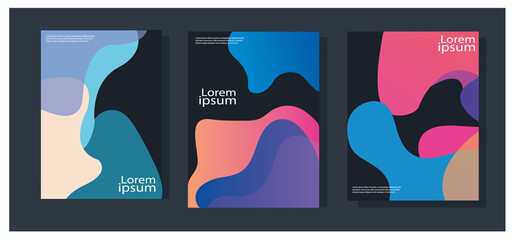 Fluid color covers set, Colorful bubble shapes composition