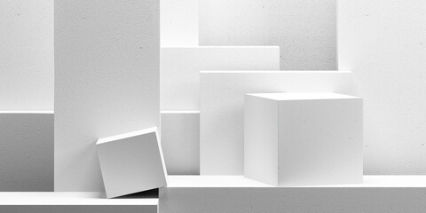 Abstract background.white block brick podium for product presentation. 3d rendering illustration.