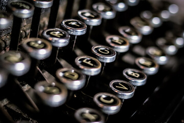 Closeup shot of the button of an old and vintage typewriter