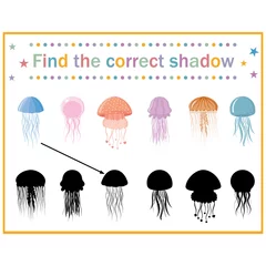 Fototapeten attention puzzle game for children with jellyfish, color vector illustration © Olesya
