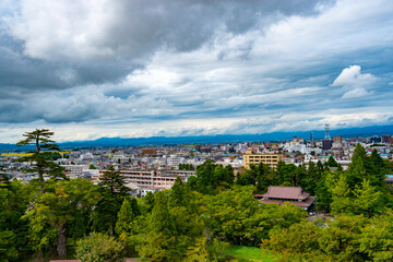 Fototapeta na wymiar Cityscape in Aizuwakamatsu city 