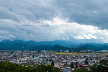 Fototapeta na wymiar Cityscape in Aizuwakamatsu city 