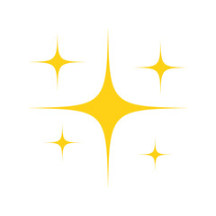 Obraz premium Yellow star sparkling icon set. Glittering stars light collection. Shiny flash decoration pictogram. Vector isolated on white