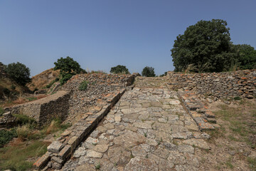 &Ccedil;anakkale - Turkey 01.July.2021 View from the archaeological site of Troy or Ilion. An ancient Greek city in Asia Minor known from the Greek Homer, who described the first Greek civil war recorded in 