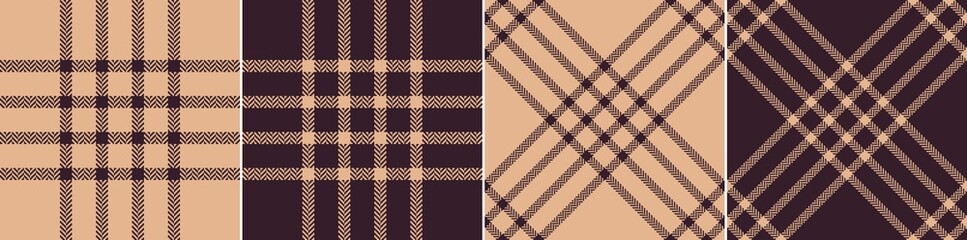 Check pattern in burgundy brown and soft orange for autumn winter. Herringbone textured simple abstract tartan line grid plaid for skirt, blanket, throw, scarf, other modern clothing fabric print.