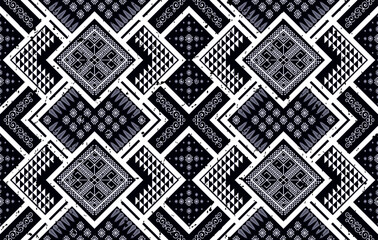 Geometric ethnic oriental seamless pattern traditional design for background, carpet, wallpaper, clothing, wrapping, batik, fabric, vector illustrations. Embroidery Aztec style.