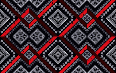 Geometric ethnic oriental seamless pattern traditional design for background, carpet, wallpaper, clothing, wrapping, batik, fabric, vector illustrations. Embroidery Aztec style.