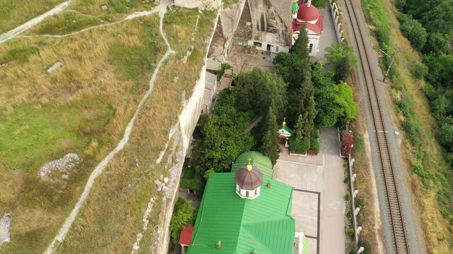 Aerial view of the St. Klimentovsky Monastery. Inkerman, Crimea