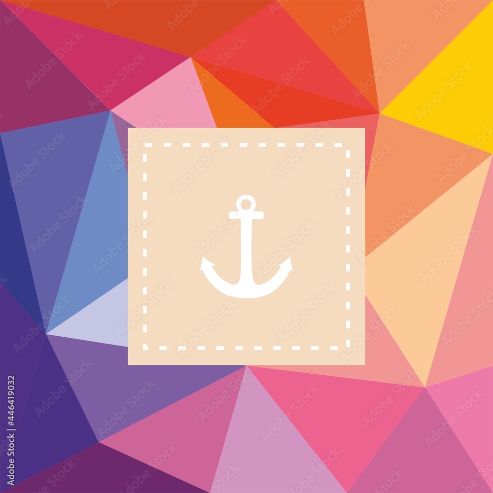 Poster abstract colorful seamless polygonal pattern with anchor icon