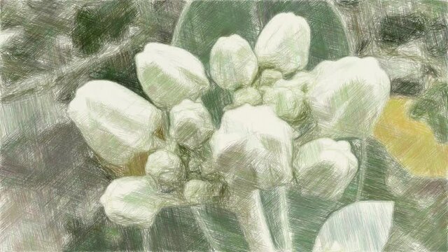 art drawing color of milkweed flower