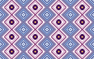 Geometric ethnic oriental seamless pattern traditional design for background, carpet, wallpaper, clothing, wrapping, batik, fabric, vector illustrations. Embroidery Aztec style.