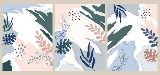 Color splash abstract background for design. Design banner frame  Spring background with beautiful. flower background for design. Colorful background with tropical plants. Place for your text.