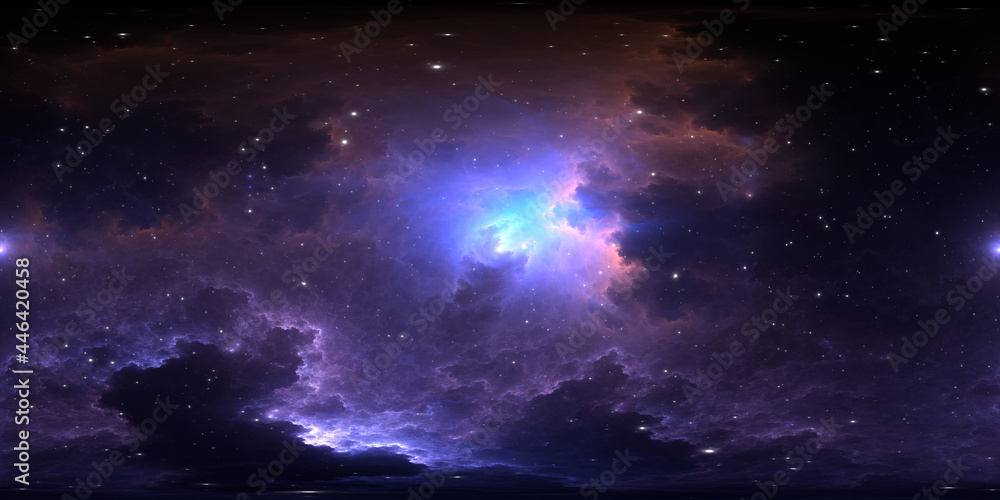 Wall mural 360 degree space nebula panorama, equirectangular projection, environment map. hdri spherical panora