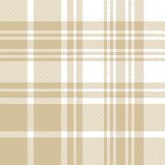 Plaid pattern vector in light beige and white. Seamless large asymmetric textured tartan check for blanket, duvet cover, throw, other modern spring summer autumn winter fashion fabric print.