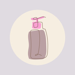 Face serum vector line icon. Self care body care linear icon. Cosmetic symbol. Beauty, fashion concept. Drawing of female hands. Natural tone hue. Cosmetology accessories for label design, packaging.