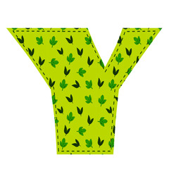 Vector illustration of capital letter "y" in the patchworK style isolated on a white background.