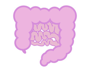 シンプルな腸のイラスト。不健康で元気のない状態。アウトライン有り。