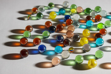 multicolored glass balls on the table