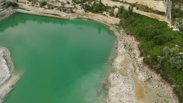Top view of the St. Klimentovsky Lake in Inkerman, Crimea.