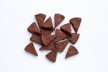 Chicken blood tofu on white background