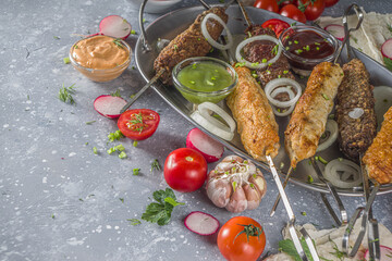 Beef and chicken shish kebab