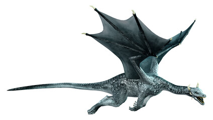3D Rendering Fairy Tale Dragon on White