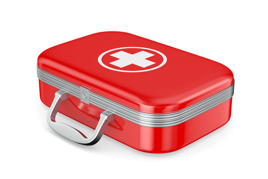 first aid kit on white background. Isolated 3d illustration