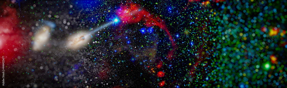 Poster galaxy with star and space dust in the universe and deep planet night sky . elements of this image w